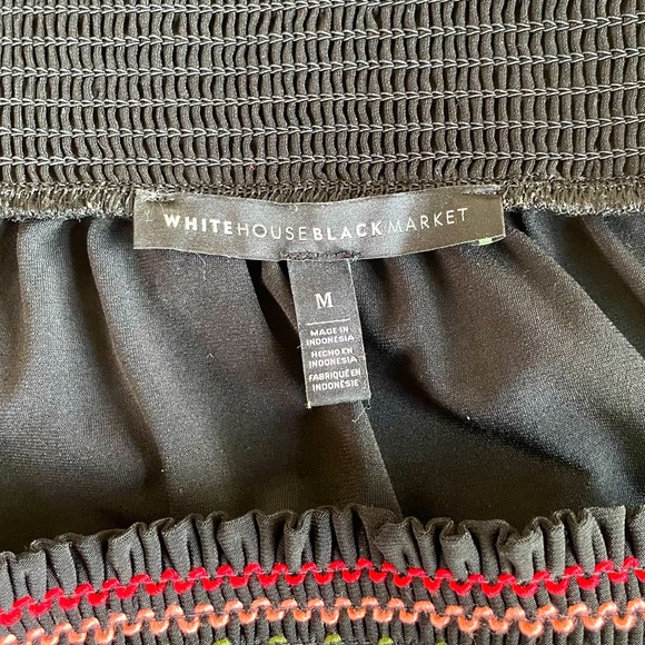 White House Black Market • Embroidered Black Tank-top Blouse Short Sleeve Top - Picture 9 of 10